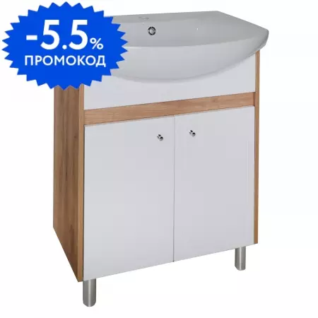 

Тумба с раковиной «ASB-Woodline» Альпина 70 (Балтика 70) белый/дуб золотой