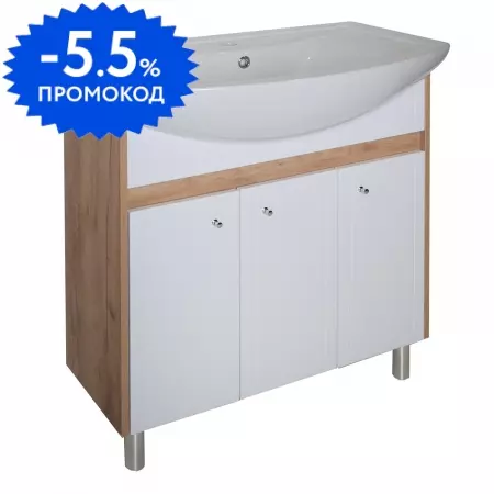 

Тумба с раковиной «ASB-Woodline» Альпина 80 (Балтика 80) белый/дуб золотой