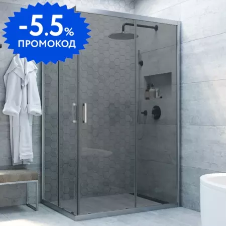 

Душевой угол-ограждение «Vegas Glass» ZA-F Novo h2000 90/85 графит/матовый хром без поддона универсальный
