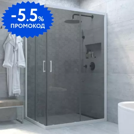 

Душевой угол-ограждение «Vegas Glass» ZA-F Novo h2000 120/95 графит/белая без поддона универсальный