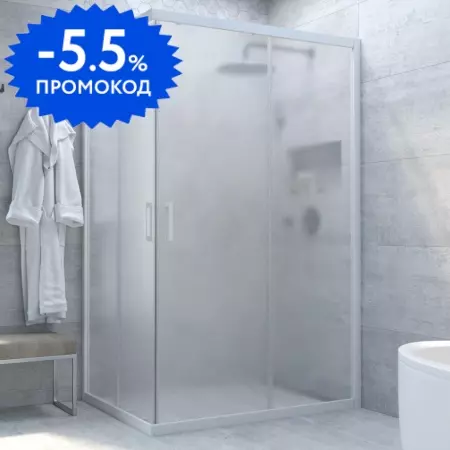 

Душевой угол-ограждение «Vegas Glass» ZA-F Novo h2000 120/85 сатин/белый без поддона универсальный
