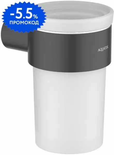 

Стакан для зубных щёток «Aquatek» Лира AQ4427MB на стену чёрный матовый