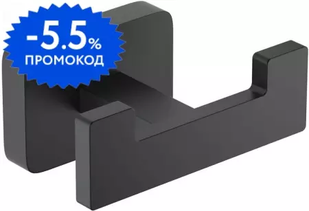 

Двойной крючок «Акватек» Либра AQ4302MB на стену чёрный матовый