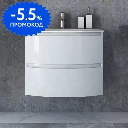 

Тумба с раковиной «Cezares» Vague 70 (Sting Extra 70/52) подвесная Bianco lucido