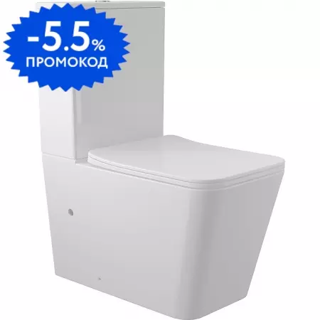

Унитаз компакт безободковый «Aqueduto» Macio AQDSMAC10 белый глянец с сиденьем дюропласт с микролифтом белое