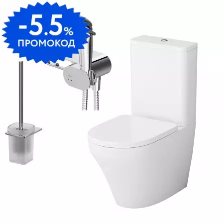 

Унитаз компакт безободковый «Am.Pm» Inspire V2.0 CK50C1704W белый/хром (с гигиеническим душем и аксессуарами) с сиденьем дюропласт с микролифтом