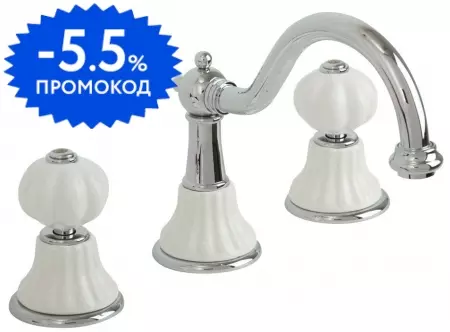 

Смеситель для раковины «Migliore» Olivia 19007 с донным клапаном хром/белый