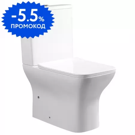 

Унитаз компакт безободковый «Urbatec» Grazia BTW URB218302F белый глянец с сиденьем дюропласт с микролифтом