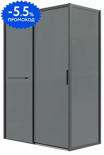 

Душевой угол-ограждение «Grossman» Style 120.K33.05.1280.21.10 120/80 тонированный/чёрный матовый без поддона универсальный
