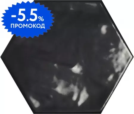 

Напольная плитка «Ecoceramic» Chiara Hex Glossy 24х20 923221 negro