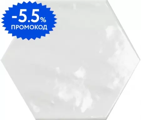 

Напольная плитка «Ecoceramic» Chiara Hex Glossy 24х20 923219 blanco