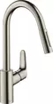 Смеситель для кухонной мойки «Hansgrohe» Focus M41 31815800 с выдвижным изливом сталь, фото №1