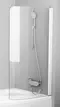 Шторка на ванну стеклянная «Ravak» CVSK1 Rosa 140-150 Transparent/белая правая, фото №1