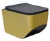 Подвесной унитаз безободковый «Esbano» Burgos золотой/чёрный с сиденьем дюропласт с микролифтом чёрное, фото №1