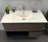Мебель для ванной подвесная «Comforty» Франкфурт 75 (белая) дуб шоколадно-коричневый/чёрная, изображение №4