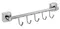 Планка с крючками «Fixsen» Kvadro FX-61305B-5 на стену хром, фото №1