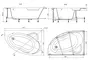 Ванна акриловая «Roca» Luna New 170/115 (7248640000) без опор без сифона белая левая, изображение №4