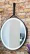 Зеркало «Art&Max» Milan 65 с подсветкой на ремне из чёрной кожи, фото №5