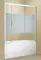 Шторка на ванну стеклянная «Aquanet» Practic 155/150 полоска серая/хром универсальная, фото №1