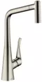 Смеситель для кухонной мойки «Hansgrohe» Metris M71 14780800 с выдвижным изливом сталь, фото №1