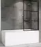 Шторка на ванну стеклянная «Abber» Immer Offen AG72100B 100/140 прозрачная/чёрная универсальная, фото №1