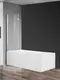 Шторка на ванну стеклянная «AQUAme» 120/140 прозрачная/хром петли латунь универсальная, картинка №2