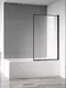 Шторка на ванну стеклянная «AQUAme» 80/140 прозрачная/чёрный матовый правая, картинка №2