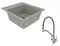 Мойка для кухни «Lemark» Hanka 450 и смеситель 9910009-LM3071C-Gray искусственный камень серый, фото №1