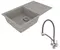 Мойка для кухни «Lemark» Imandra 840 и смеситель 9910033-LM3071C-Gray искусственный камень серый, фото №1