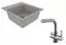 Мойка для кухни «Lemark» Hanka 450 и смеситель 9910009-LM3061C искусственный камень серый/хром, фото №1