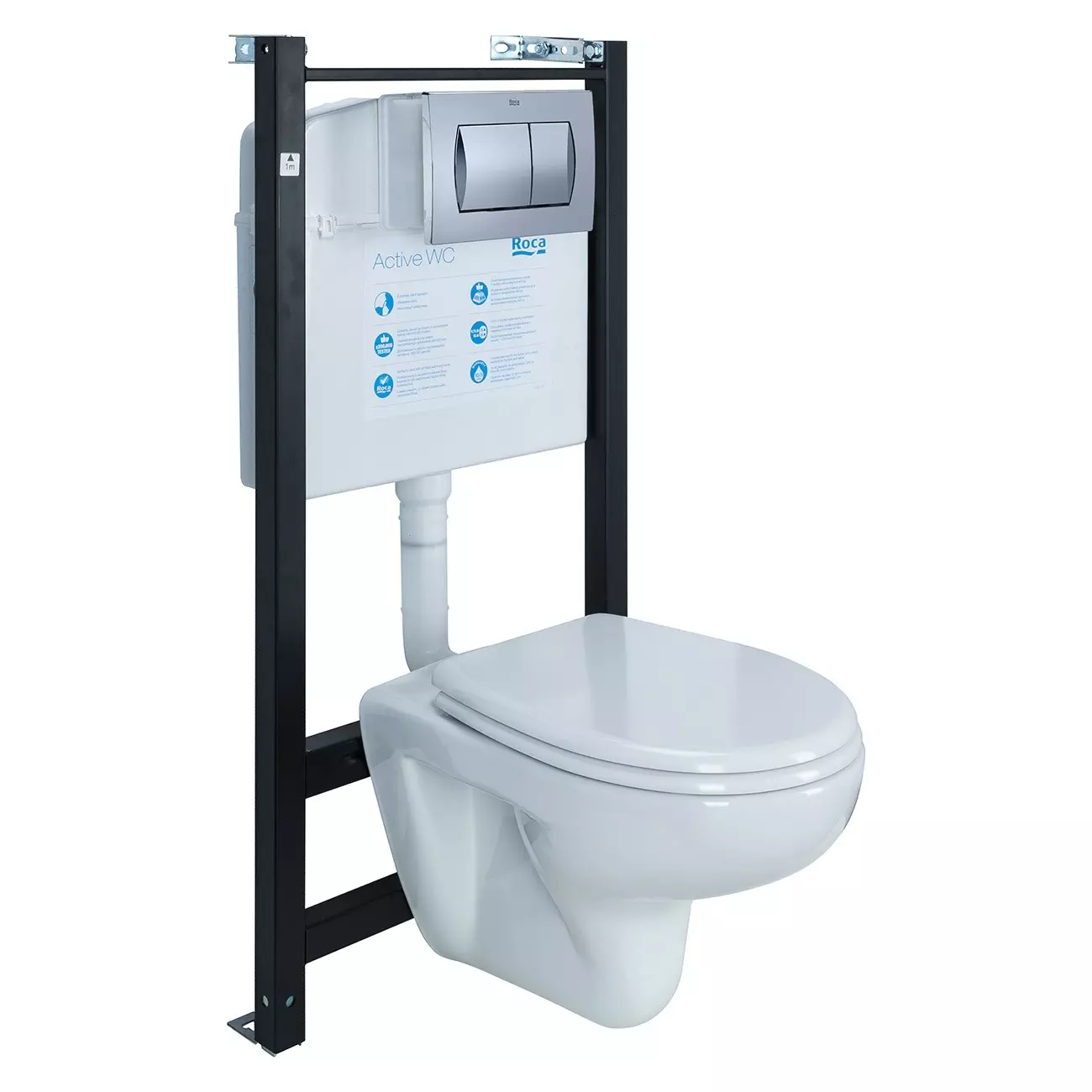 Комплект инсталляция с унитазом, крышкой и кнопкой смыва «Roca» Mateo ...