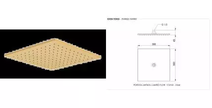 Верхний душ с шарнирным соединением 30 см Remer 359SSLBGX, золото брашированное