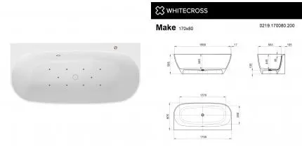 Ванна WHITECROSS Make 170x80 "AERO" (бронза) иск. камень Ванна WHITECROSS Make 170x80 "AERO" (бронза) иск. камень