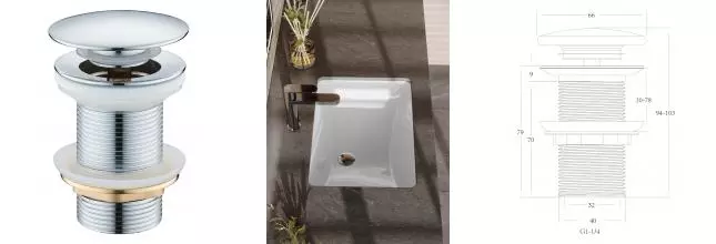 Agger AX00400 Донный клапан для раковины без перелива, хром