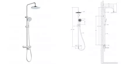 Agger Easy A3161100 Душевая система с термостатом для ванны/душа, хром