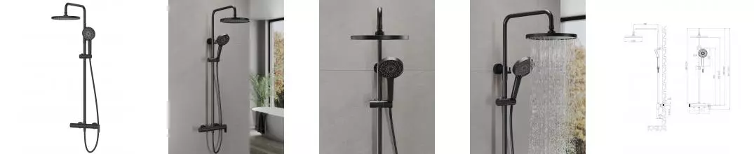 AGGER Sweet A2791244 Душевая система с однорычажным смесителем для душа, черный матовый