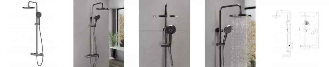 AGGER Sweet A2791255 Душевая система с однорычажным смесителем для душа, оружейная сталь матовая