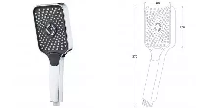 Лейка для душа Orange S16HScr 100х120 мм 3 режима, хром