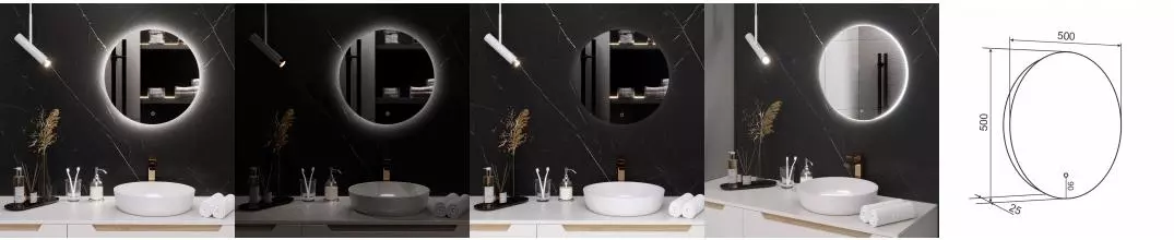 Зеркало с LED-подсветкой MILAN (50) круглое /AQUA DE MARCO Зеркало с LED-подсветкой MILAN (50) круглое /AQUA DE MARCO