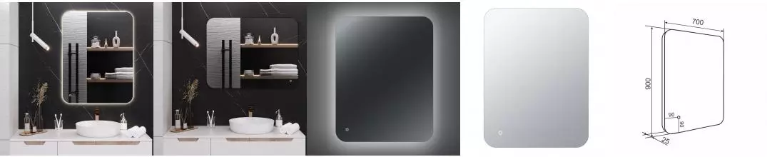 Зеркало с LED-подсветкой MILAN (70*90) /AQUA DE MARCO