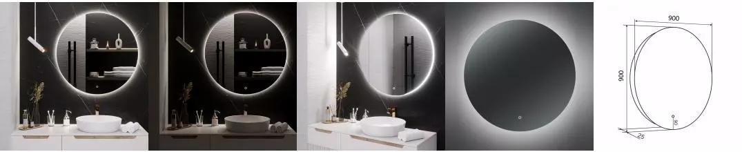 Зеркало с LED-подсветкой MILAN (90) круглое /AQUA DE MARCO