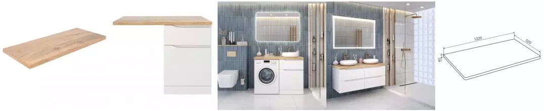 Столешница из массива NORDIC 122 см /ясень/ без отв. /AQUA DE MARCO Столешница из массива NORDIC 122 см /ясень/ без отв. /AQUA DE MARCO