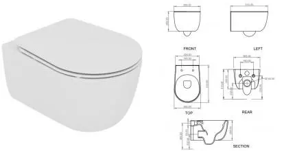 Подвесной унитаз безободковый «GSG» Hit HIWCSO000 Bianco Lucido с сиденьем дюропласт с микролифтом