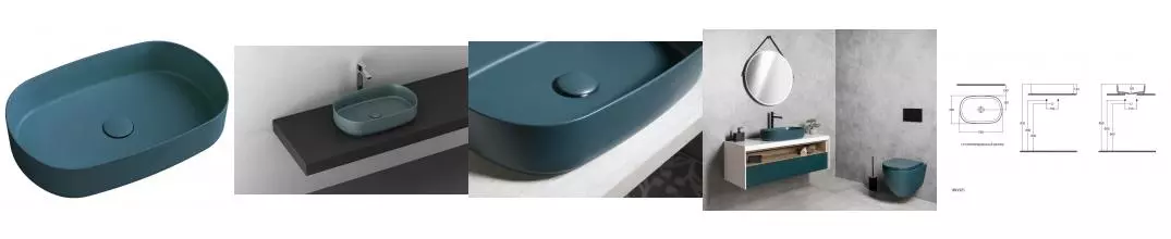 Раковина накладная ISVEA Infinity 55, 10NF65055-2P, овальная 55см, матовый изумрудный · Isvea, 10NF65055-2P