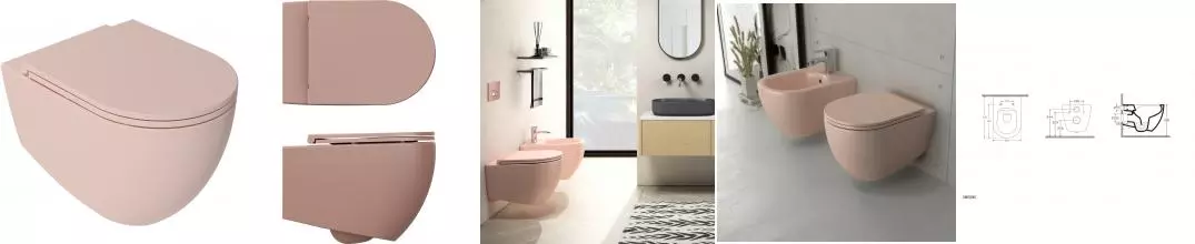 Унитаз подвесной ISVEA Infinity, 10NF02001-2S, матовый лососевый · Isvea, 10NF02001-2S