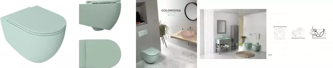 Унитаз подвесной ISVEA Infinity, 10NF02001-2T, матовый мятный · Isvea, 10NF02001-2T