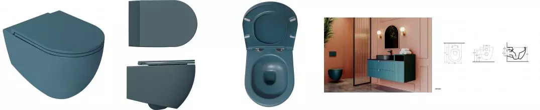 Унитаз подвесной ISVEA Infinity, 10NF02001-2P, матовый изумрудный · Isvea, 10NF02001-2P