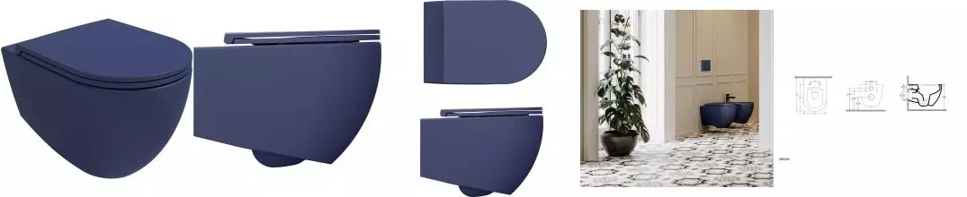 Унитаз подвесной ISVEA Infinity, 10NF02001-2Z, матовый синий · Isvea, 10NF02001-2Z