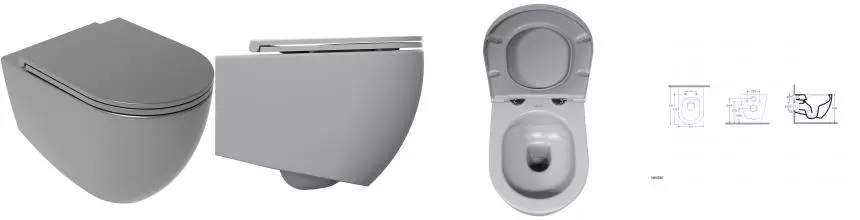 Унитаз подвесной ISVEA Infinity, 10NF02001-2V, матовый серый бетон · Isvea, 10NF02001-2V