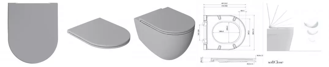 Крышка-сиденье ISVEA F50, 40KF0547I-S, тонкое с микролифтом, матовый серый бетон · Isvea, 40KF0547I-S